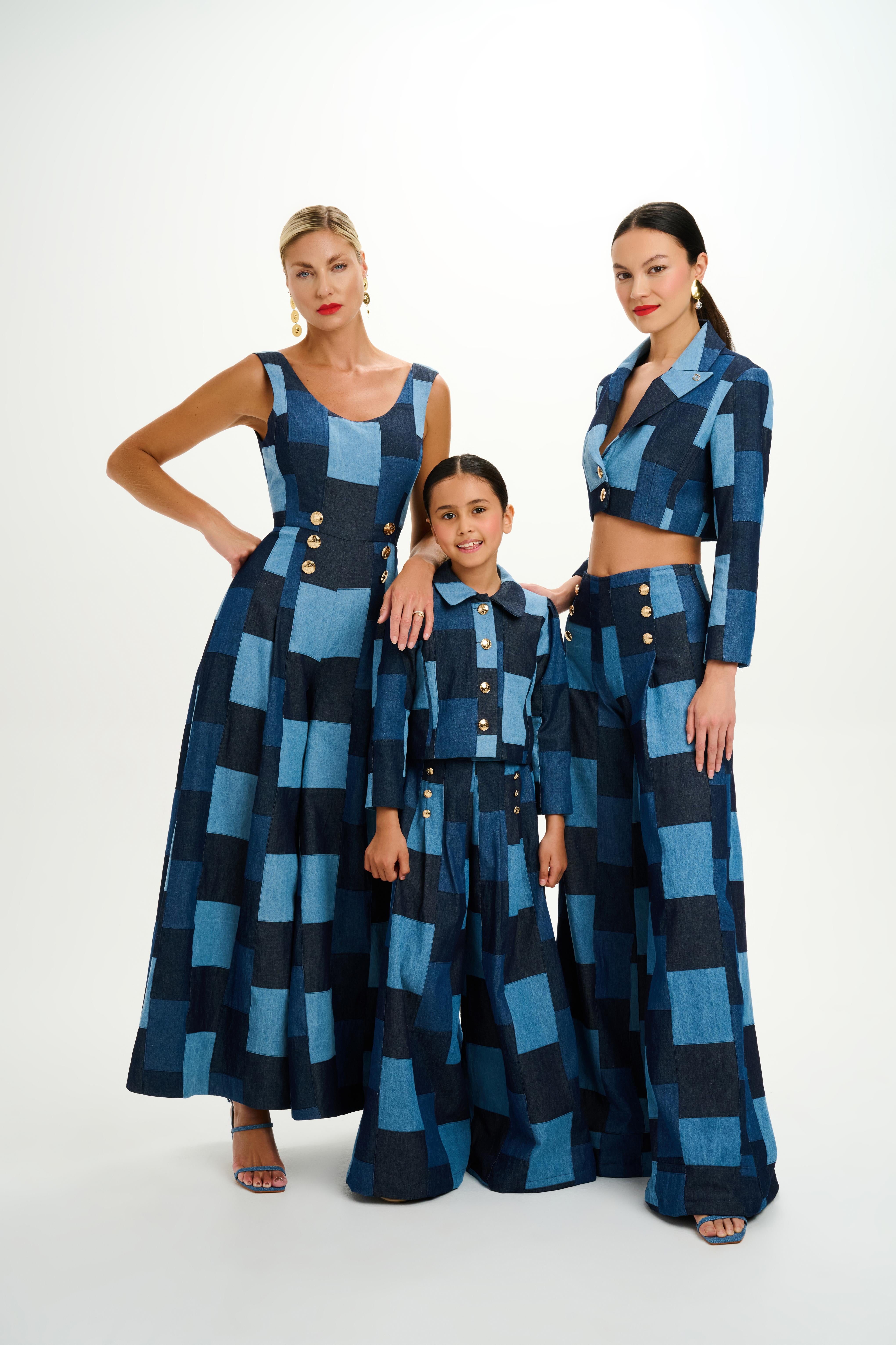 Patchwork Denim High Waisted Wide Leg Pants