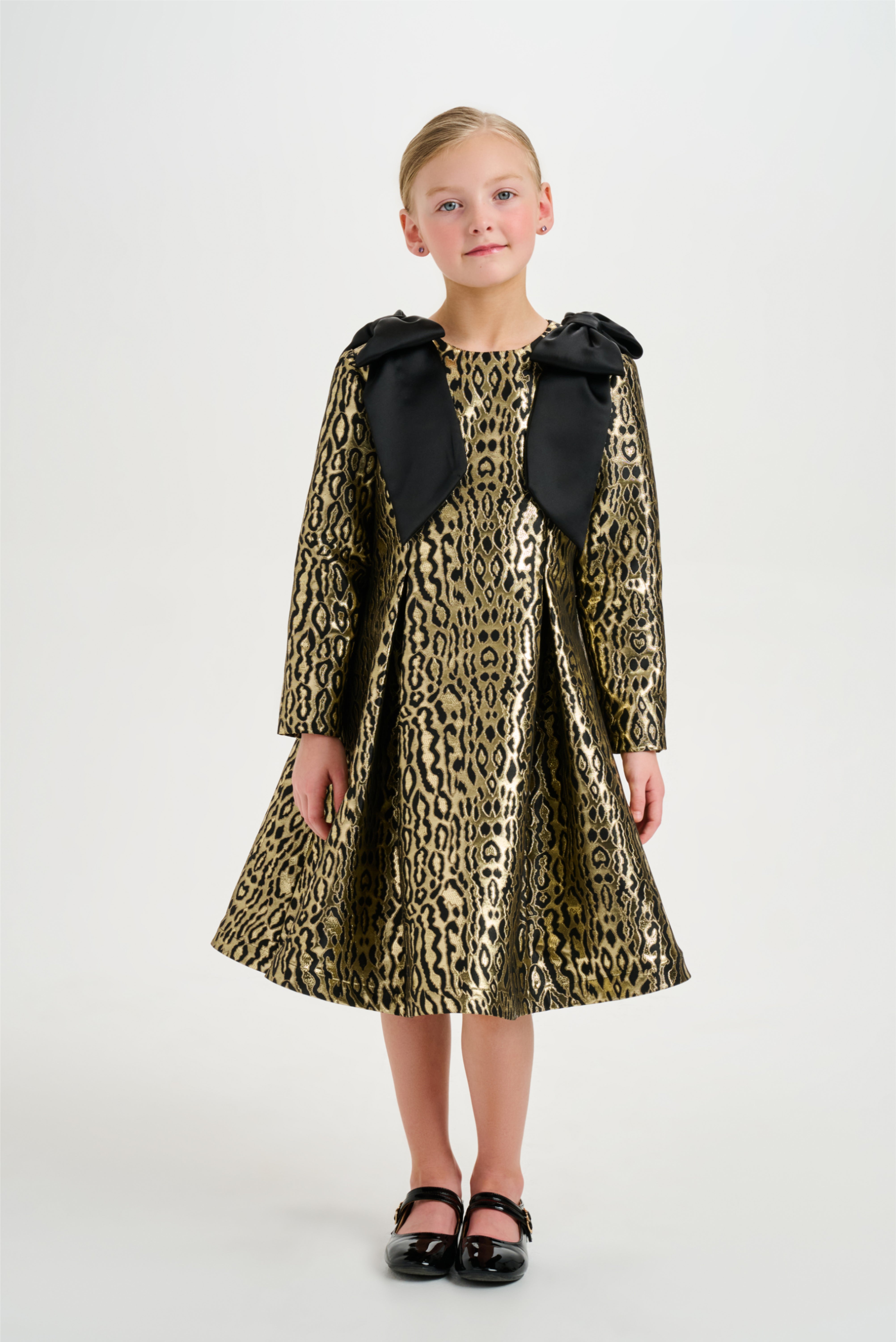 Metallic Jacquard Animal Print  Dress