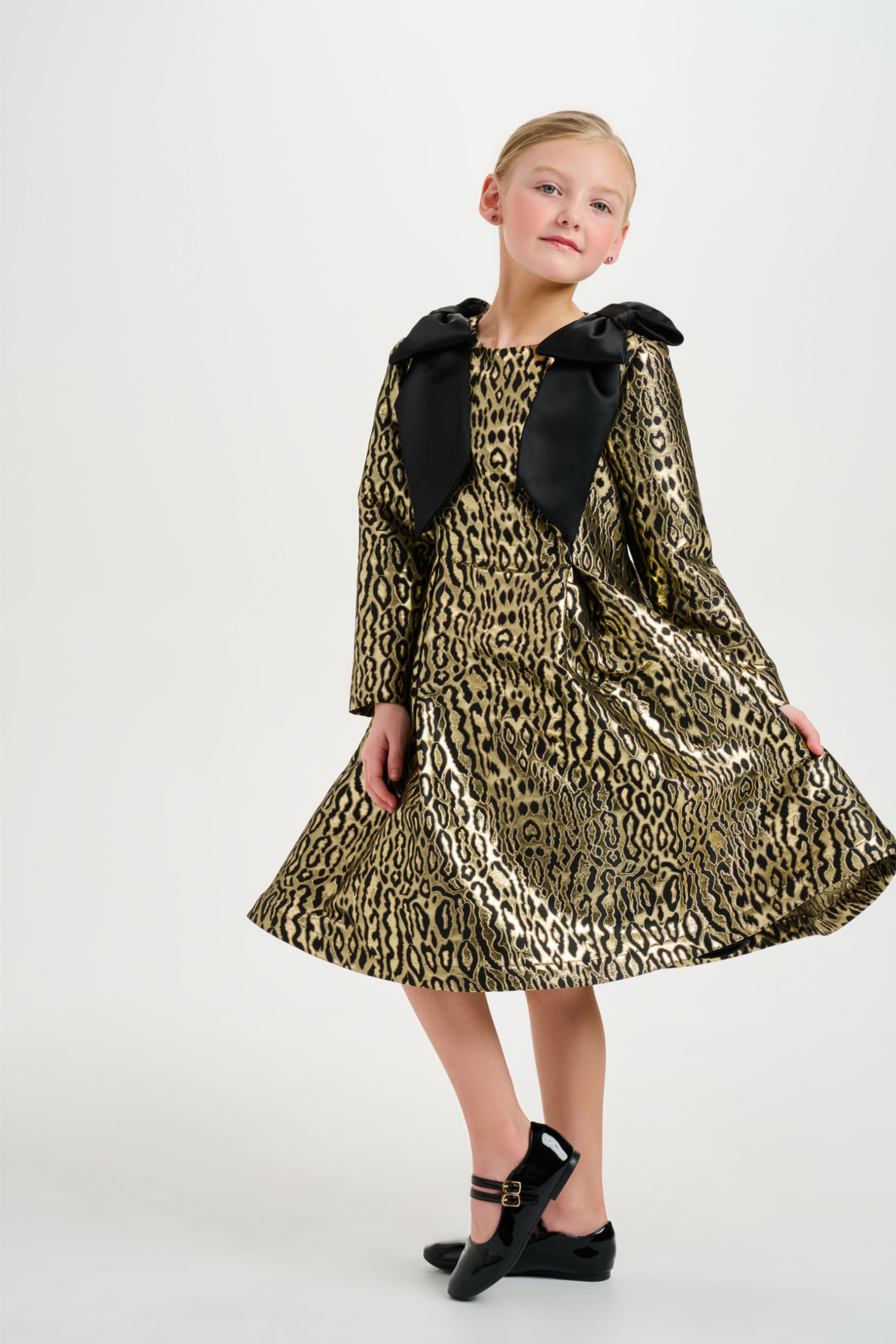 Metallic Jacquard Animal Print  Dress