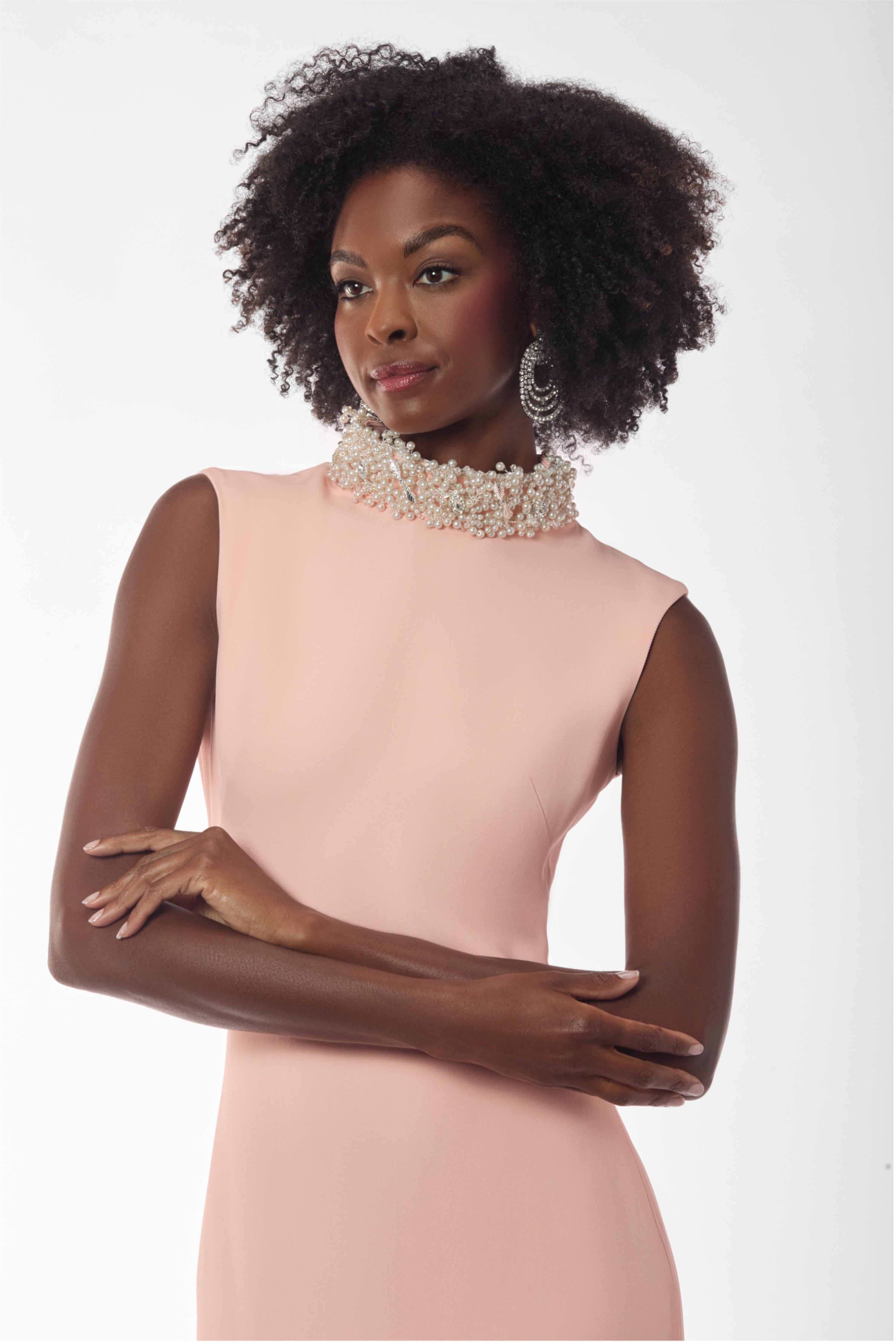 Pearls & Crystals Turtleneck Dress