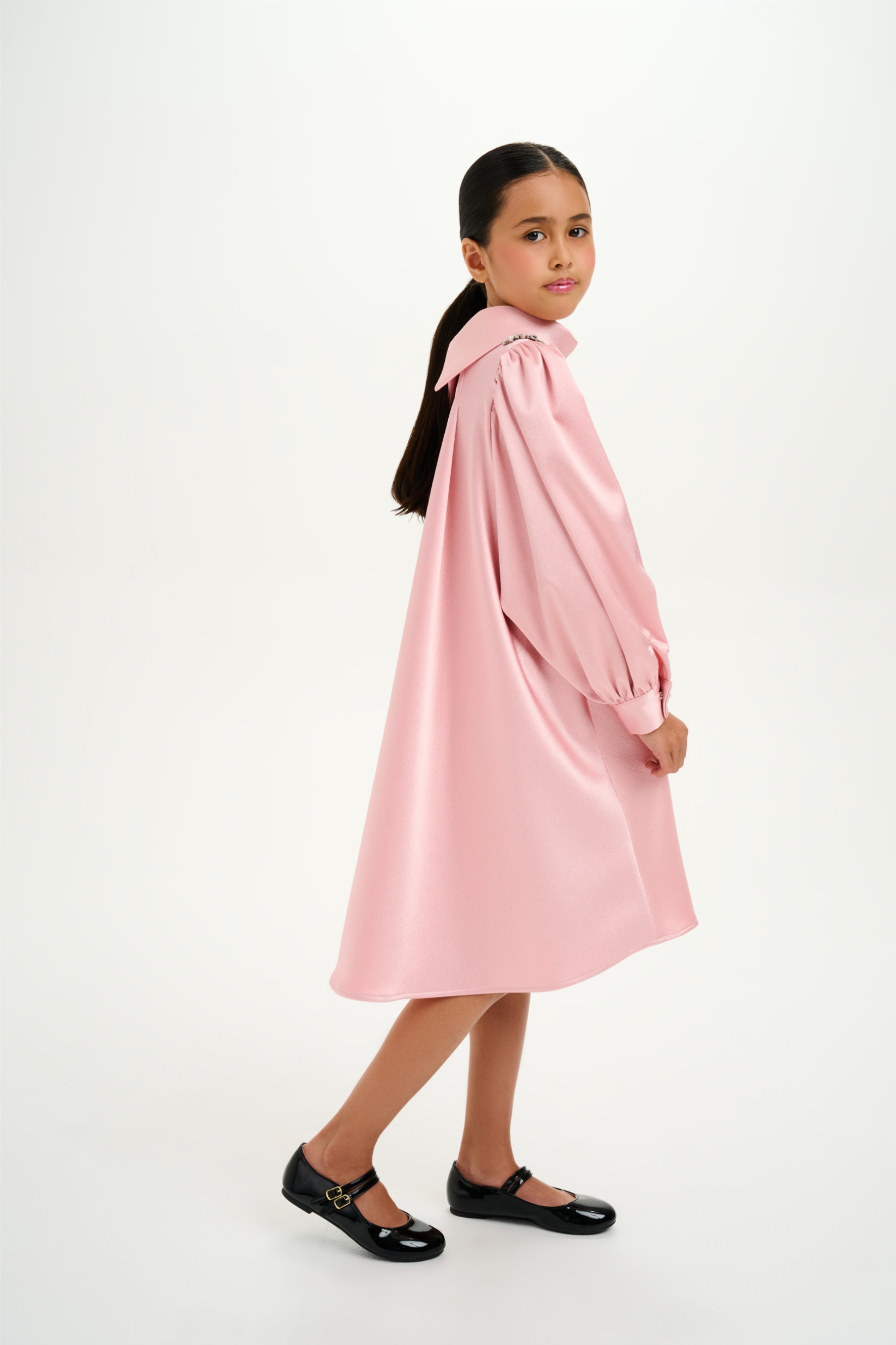 Turtleneck Pleated A line Dress