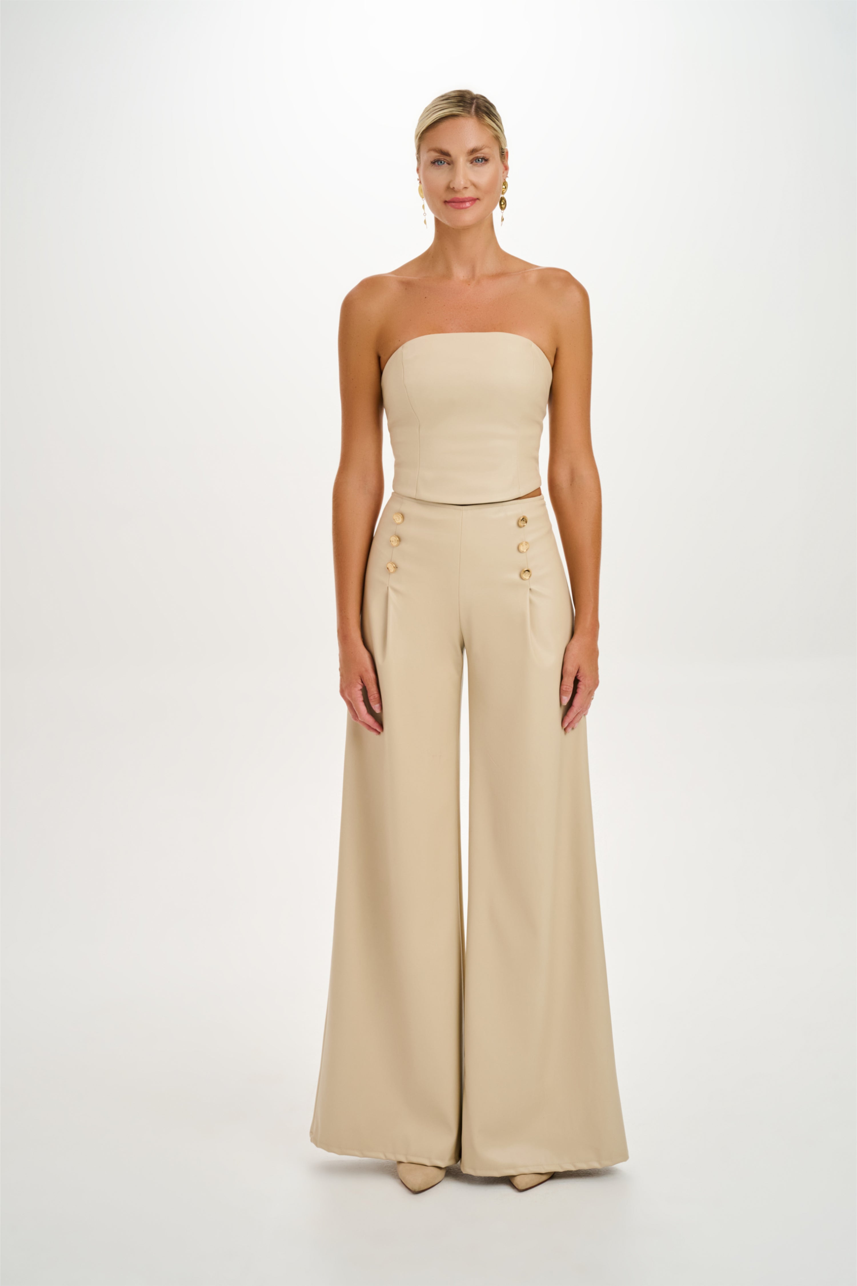 Vegan Leather High-Waisted Wide-Leg Pants