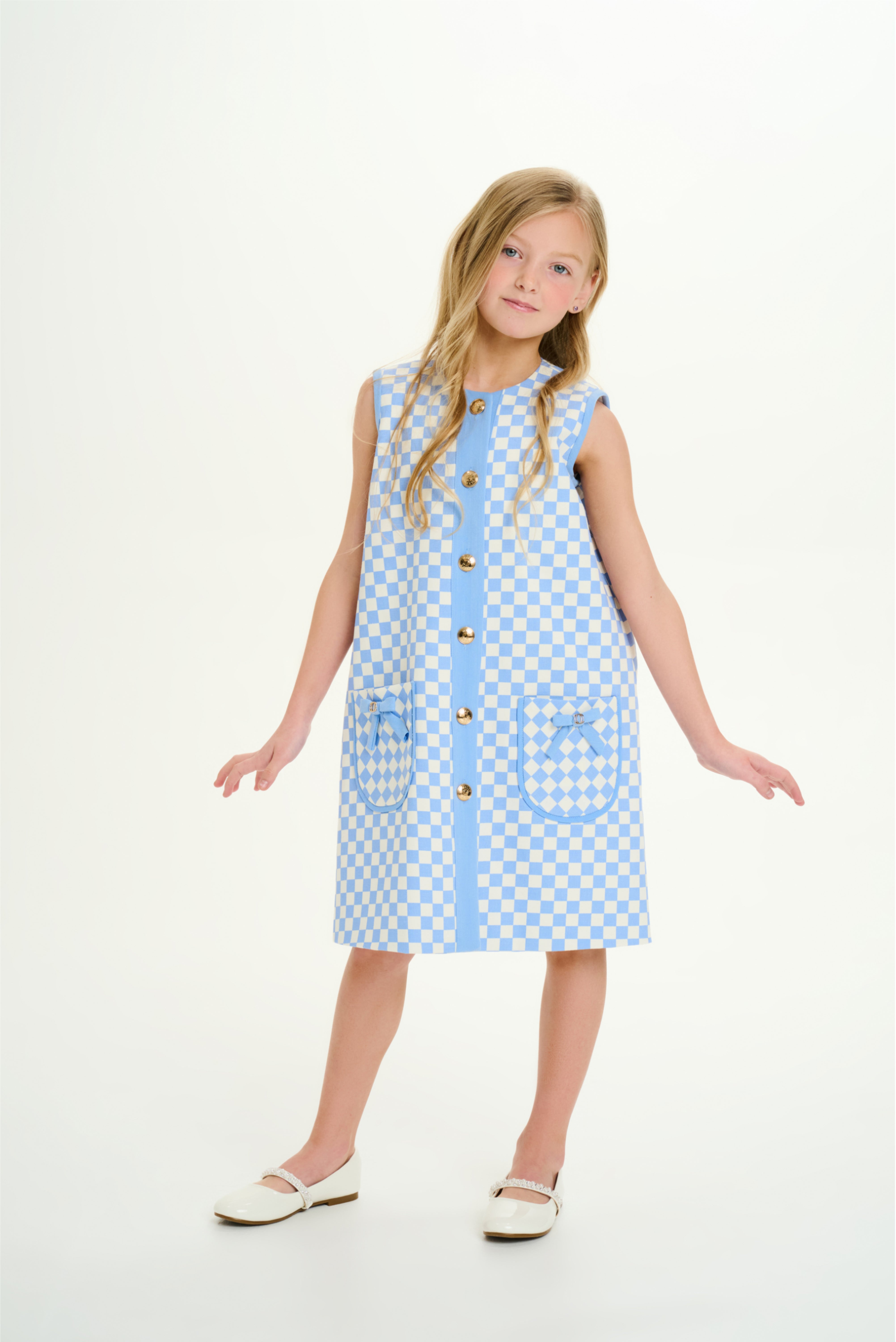 Checker Denim A line Dress