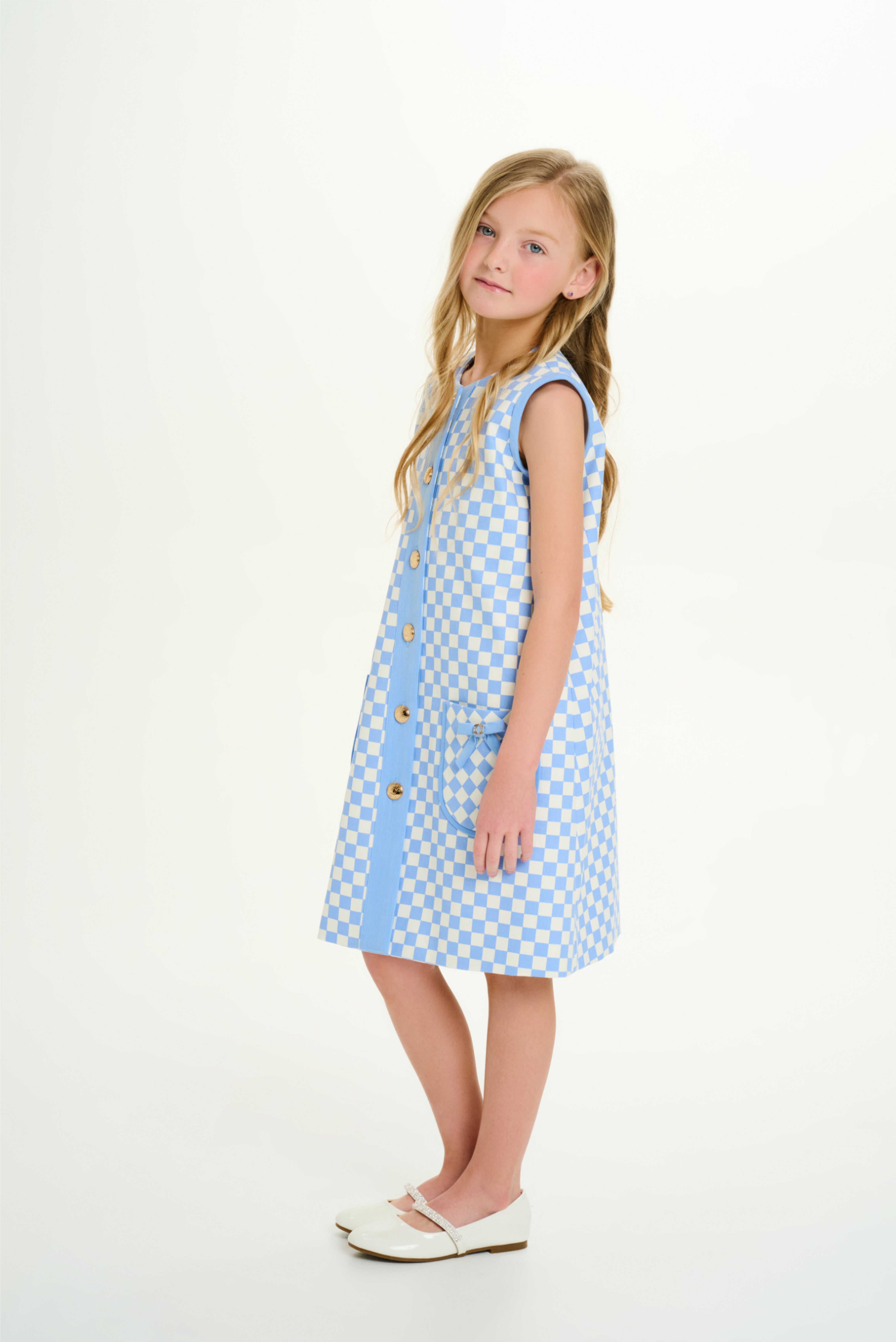 Checker Denim A line Dress