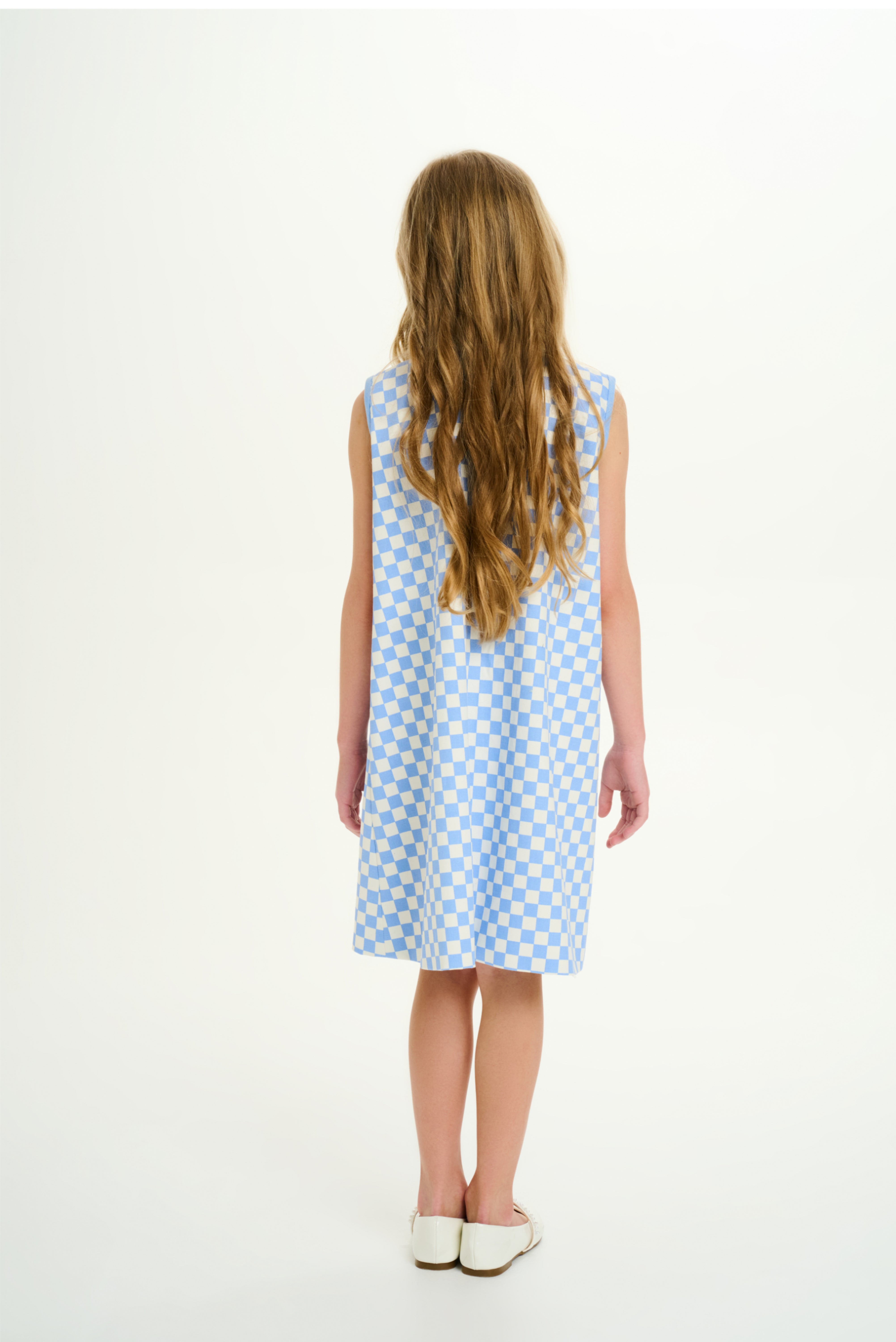 Checker Denim A line Dress