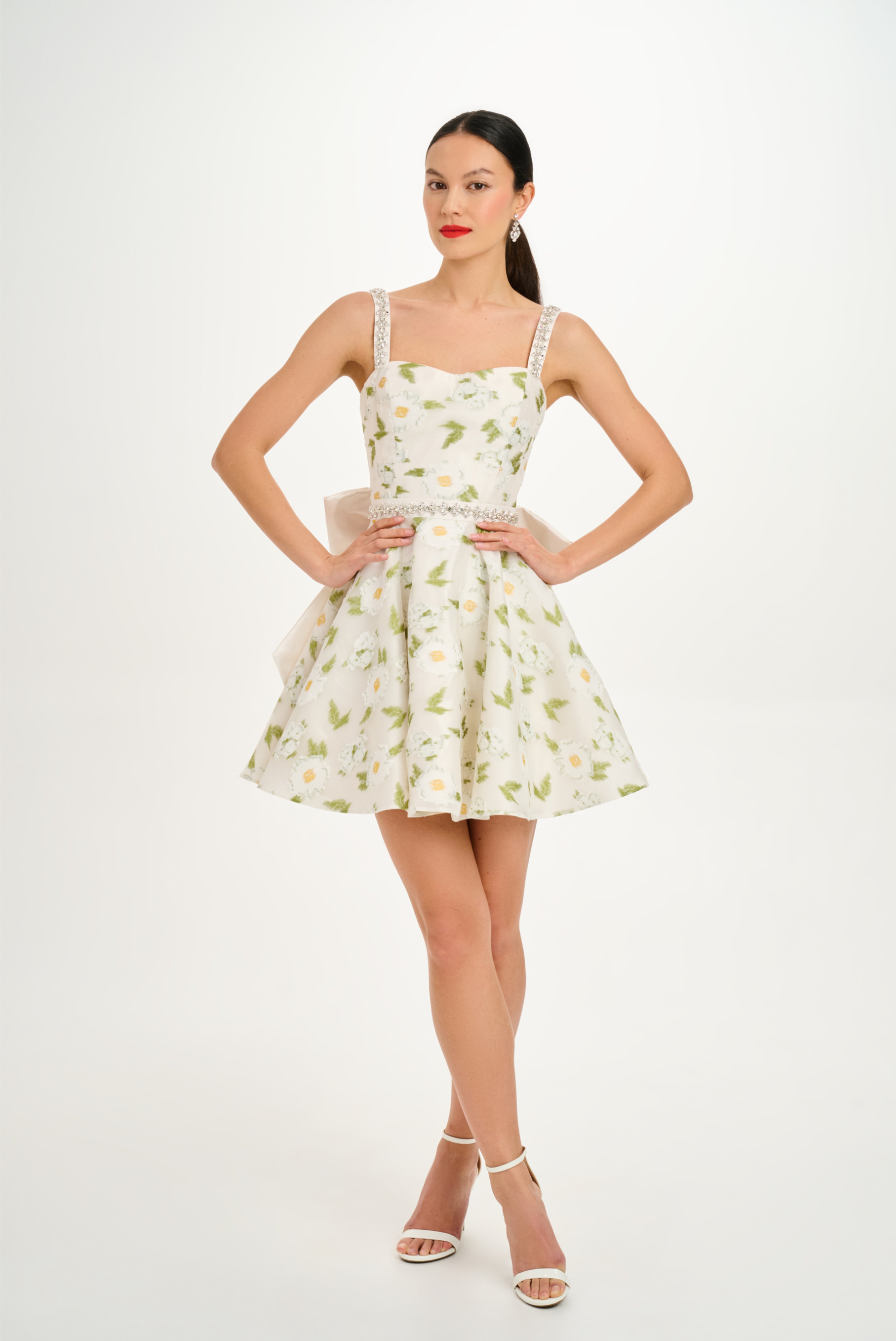 Embroidered Daisy Flower Organza Sweetheart Dress