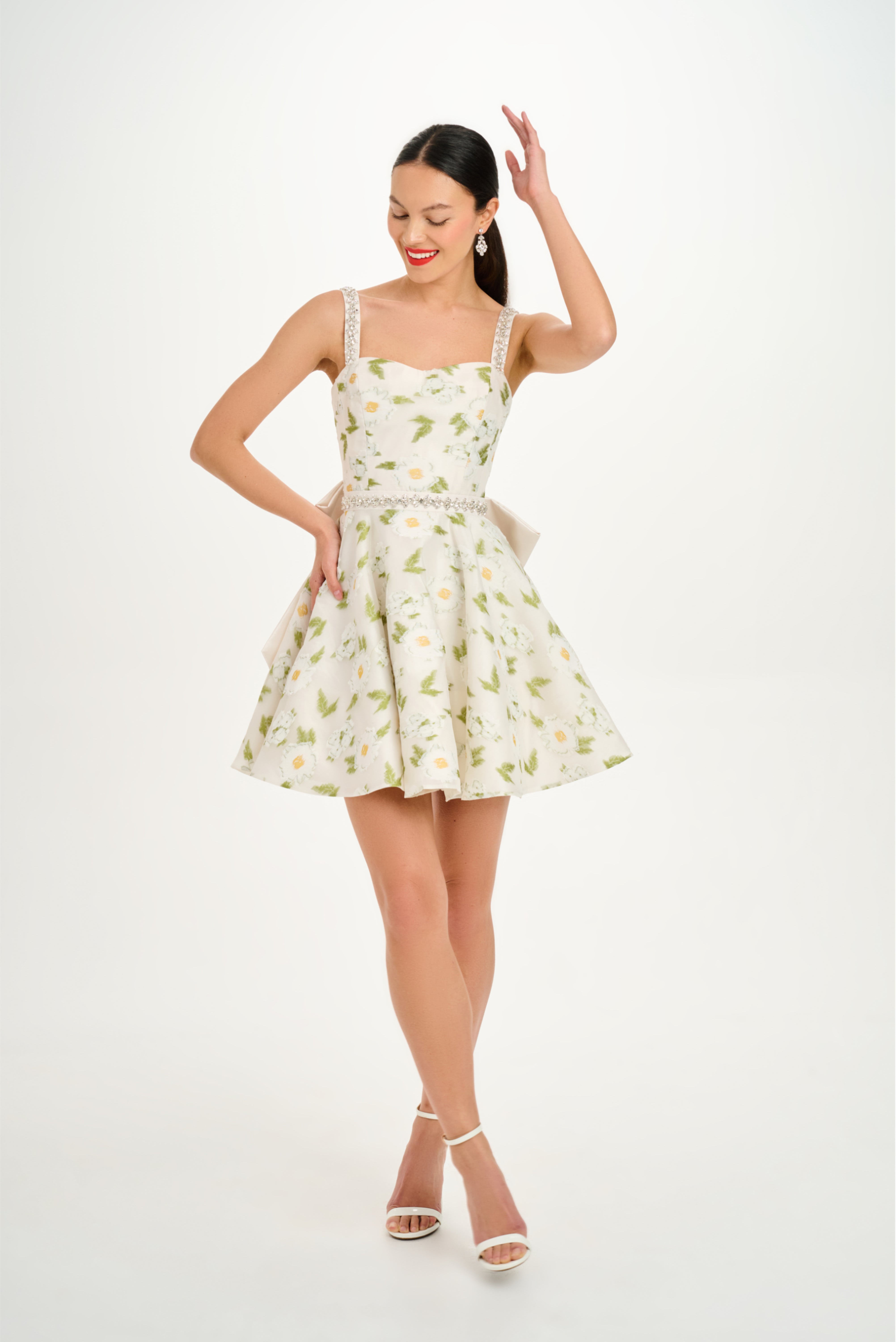 Embroidered Daisy Flower Organza Sweetheart Dress