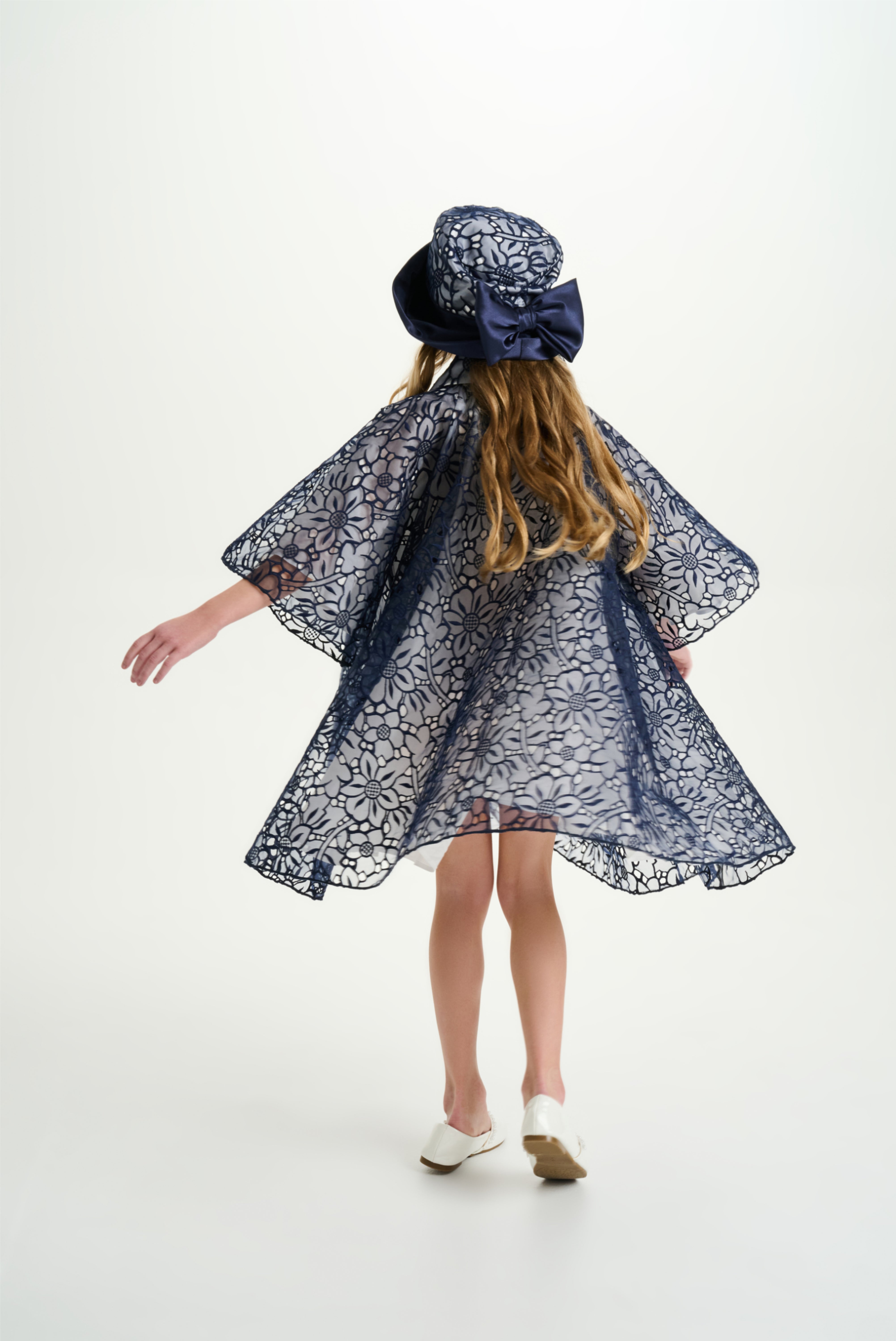 Embroidered Floral Organza Tunic Dress & Matching Hat